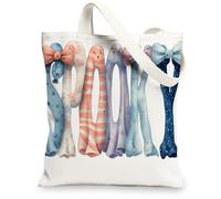 Playful Ghosts Canvas Tote Bags, Fun Ghost Pattern Reusable Grocery Bags, Lightweight Washable Shoulder Strap Canvas Bags f, White, 13x15 Inch