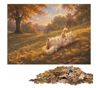 Playful Ginger Cat Autumn Day Glow Jigsaw Puzzle for Adults, 500 Pieces | Adult Jigsaw Puzzle - shared puzzle challenge with screen-free home activity.