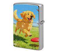 Playful Golden Retriever Lighter Case Metal Double-Sided Lighter Cover Pocket Lighters Sleeve Windproof Lighters Accessories for Men Women