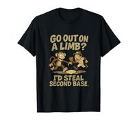 Playful Graffiti Monkey Stealing Base Baseball Art T-Shirt