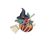 Playful Halloween Brooch Featuring Witch Pumpkin Broomsticks Design Premium Alloy Jewelry For Festive Styles Versatile Witch Jewelry