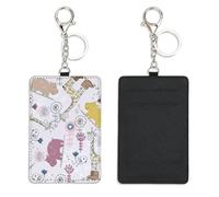 Playful Hippos Access Card Holder with Keyring Bus Pass Holder for Women Men with 2 Card Slots Slim Wallet for Nurse Teacher Student Meal Bank Credit Cards Daily Use Cruise Essentials