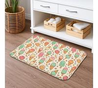 Playful Ice Cream Quick Dry Bath Mat, Fun Dessert Pattern Absorbent Non Slip Shower Mat, Summer Flannel Washable Bath Rugs for Bathroom Toilet Restroom Decorative 20x32 Inch