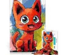 Playful Kitten Art 1000 Pieces Jigsaws Adults Puzzles Gifts Logic Ability Toy Slow Enjoy Accurate Cut Stylish Gift (50x75cm)