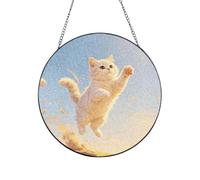 Playful Kitten Jump Print Custom Glass Sun Catcher Window Hanging Ornament