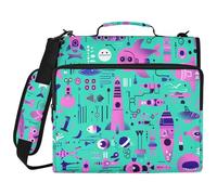 Playful Lavender Tech Cyan 3 Ringing Organizer Binder with Handle Laege Capacity Portfolios Portfolio Organizer for School Gestor de carpetas de Office