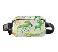 Playful Lizards Green Fanny Packs for Women Hip Bag Belt Purse Waterproof Hiking Waist Pouch for Women, Playful Lizards Pattern Green, 8 x 5.3 x 2.3 inch, Funny Cute, Playful Lizards Pattern Green, 8
