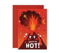 Playful Love Greeting Card - You’re So Hot Volcano- Cute Eruption Design for Anniversary, Valentines Day - Partner Boyfriend Girlfriend Fiance Babe Husband Wife Her Him Women Men -Comes with Stickers