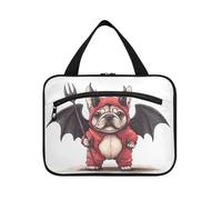 Playful Mischievous Bulldog Demon Hanging Travel Organizer Bags with Hook, Designer Unisex Makeup Bag for car for Women Traveling bolsos para Hombre L