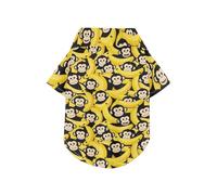 Playful Monkey Banana Tropical White Pattern Summer Dog Shirt Button Up Breathable Cool Pet Summer T-Shirts Doggy Sweatshirt Puppy Kitten Perfect for Everyday Wear, and Photoshoots XL