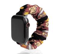 Playful Monkey Playing Drums Universal Scrunchie Watch Band Compatible with IWatch Series 11 10 9 8 7 Strap