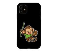 Playful Monkey Rugby swing Cartoon Case for iPhone 11
