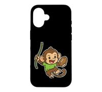 Playful Monkey Rugby swing Cartoon Case for iPhone 16