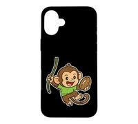 Playful Monkey Rugby swing Cartoon Case for iPhone 16 Plus
