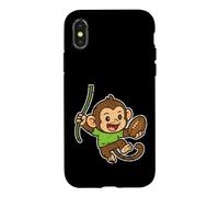 Playful Monkey Rugby swing Cartoon Case for iPhone X/XS