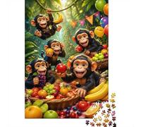 Playful Monkeys 1000 Piece Jigsaw Puzzle for Adults | 52x38cm Cardboard pieces, family time, colourful fruit scene, gift for puzzle fans