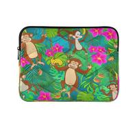 Playful Monkeys Jungle Green Computer Sleeve, Quilted Laptop Cases 15.6 Inch for Women