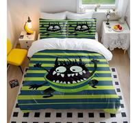 Playful Monster Duvet Cover Set Single - Whimsical Creature Print Bedding - Soft Microfiber Comforter Cover (style5,Double200x200cm+65x65cm*2)