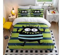 Playful Monster Duvet Cover Set Single - Whimsical Creature Print Bedding - Soft Microfiber Comforter Cover (style3,King240x220cm+50x75cm*2)