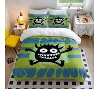 Playful Monster Duvet Cover Set Single - Whimsical Creature Print Bedding - Soft Microfiber Comforter Cover (style4,Double200x200cm+50x75cm*2)