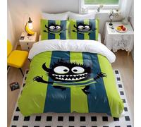 Playful Monster Duvet Cover Set Single - Whimsical Creature Print Bedding - Soft Microfiber Comforter Cover (style1,King 240x220cm+65x65cm*2)
