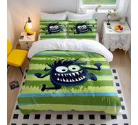 Playful Monster Duvet Cover Set Single - Whimsical Creature Print Bedding - Soft Microfiber Comforter Cover (style2,Single135x200cm+50x75cm*2)