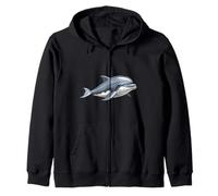 Playful Ocean Dolphin Illustration Zip Hoodie
