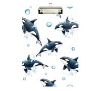 Playful Orcas Blue Clipboard Writing Boards Cute Decorative Letter Size Clipboards with Low Profile Metal Clip for Classrooms, Restaurants, School