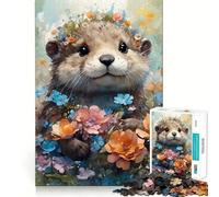 Playful Otter Flower Crown 1000 Piece Jigsaw Puzzle for Teenagers Logic Toy Group Play Precision Cut Thoughtful Gift (50x75cm)