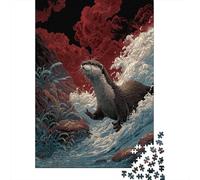 Playful Otters Swimming in A Mountain RiverPuzzles 1000 Pieces for Adults for Adults 1000 Piece Puzzle Educational Challenge Games Home Decoratio