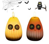 Playful Owl Led Night Light Decor, Cute Pumpkin Owl Shaped Night Light, Halloween Glow Owls Led Nights Lights, for Bedroom, Living Room, Bar, Party (2PCS-B)