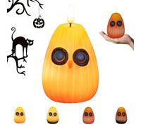 Playful Owl Led Night Light Decor, Halloween Enchanted Glow Owls LED Nights Lights, Cute Pumpkin Owl Shaped Flameless Illusion Table Lamp, for Bedrooms, Home and Party (01)
