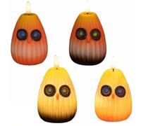 Playful Owl LED Night Light Decor Halloween Enchanted Glow Owls LED Nights Lights, Cute Pumpkin Owls Enchanted Glow Lights, for Bedroom, Living Room, Bar, Party(4pcs)