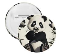 Playful Panda Badge Metal Round Pins, Lightweight Brooch for Backpack, Fashion Button Pins Badge for Shirts, Jackets, Shawl Coat, Unisex, 5PCS, Tinplate, metal round pins