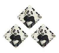 Playful Panda Car Air Freshener, 3 Pcs Rhombus Hanging Air Freshener Cards, Long Lasting Fragrance Scented Cards for Car, Home, Office Black-style