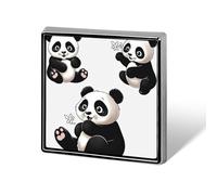 Playful Panda Lapel Pin Fashion Brooch Pin Cute Button Badges Square Button for Hat Shirt Clothing Bags Decoration