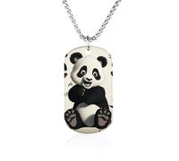 Playful Panda Necklace Gift for Girlfriend Boyfriend, Long Chain Pendant Custom with Picture, Personalized Necklace Gift for Christmas Anniversary Family Birthday Valentine's Day