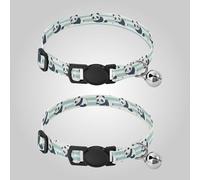 Playful Panda Soft Striped Blue and White Collar for Small Dogs Release Buckle Dog Collar for Female Dogs Set of 2