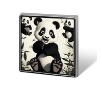 Playful Panda Square Lapel Pins Backpack Pin Cute Brooch Decoration Brooches for Women Men Fashion Button Badges for Hat Backpacks Purses Jackets Shirt Suit