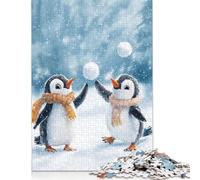 Playful Penguins in Winter Puzzle Fun Premium Cardboard Jigsaw Puzzle for Adults Teen Easter Gifts 1000pcs (75x50cm)