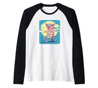 Playful Pig on a Bicycle for a Joyful Journey Raglan Baseball Tee