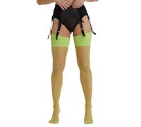 Playful Promises Acid Lime Seamed Stockings - Bright Neon Green 15 Denier Hosiery - Vintage Inspired Stockings with Back Seam, Reinforced Heel and Toe, Eco-Friendly Tree Planting Initiative