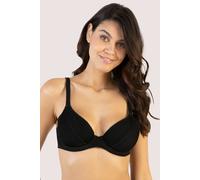 Wolf and Whistle Black Textured Wired Plunge Bikini Top 38DD Black