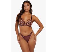 Playful Promises Cassia Wine Custom Embroidery Bra In Red Red 34A
