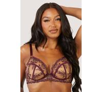 Playful Promises Cassia Wine Custom Embroidery Bra In Red Red 36H