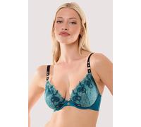 Playful Promises Dakotas Teal & Gold Snake Embroidery Bra Multi