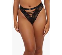 Playful Promises Eleanor Black Strappy Embroidery High Waist Thong Black 8