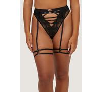 Playful Promises Women's Eleanor Black Strappy Embroidery Thigh Harness | Size: 16 Playful Promises Black 16