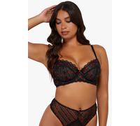Playful Promises Elodie Black & Red Rosebud Embroidery Balconette Bra - Black & Red - 36DD
