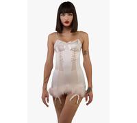 Playful Promises Elsie Peach Spiral Cup Feather Hem Corselette Slip Peach 18